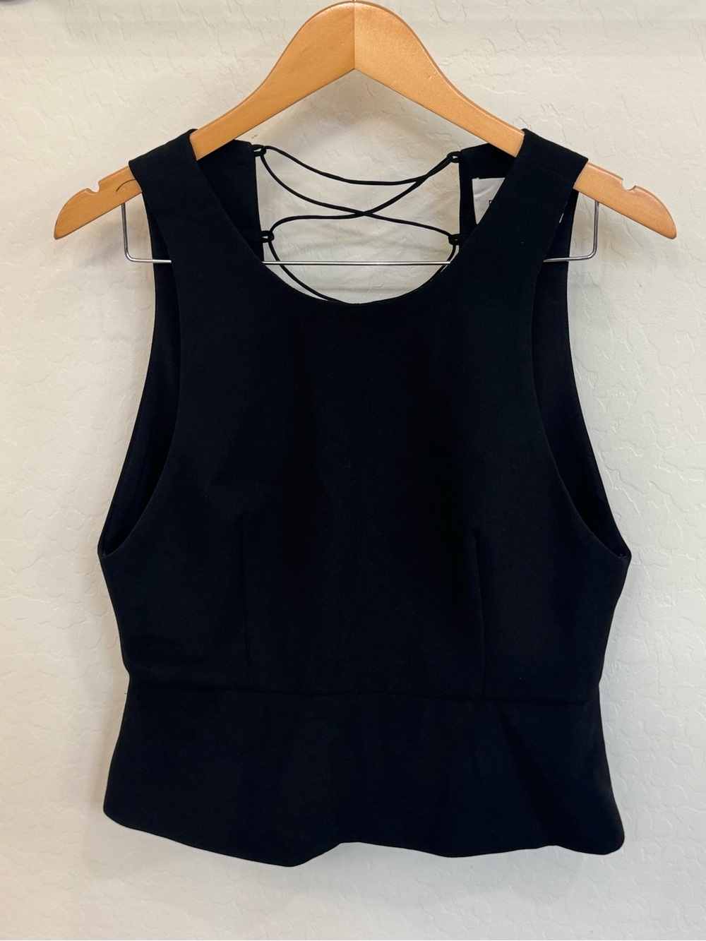 n/nicholas Black Sleeveless Lace-Up Back Peplum Top Size US 8 UK 12 Corset